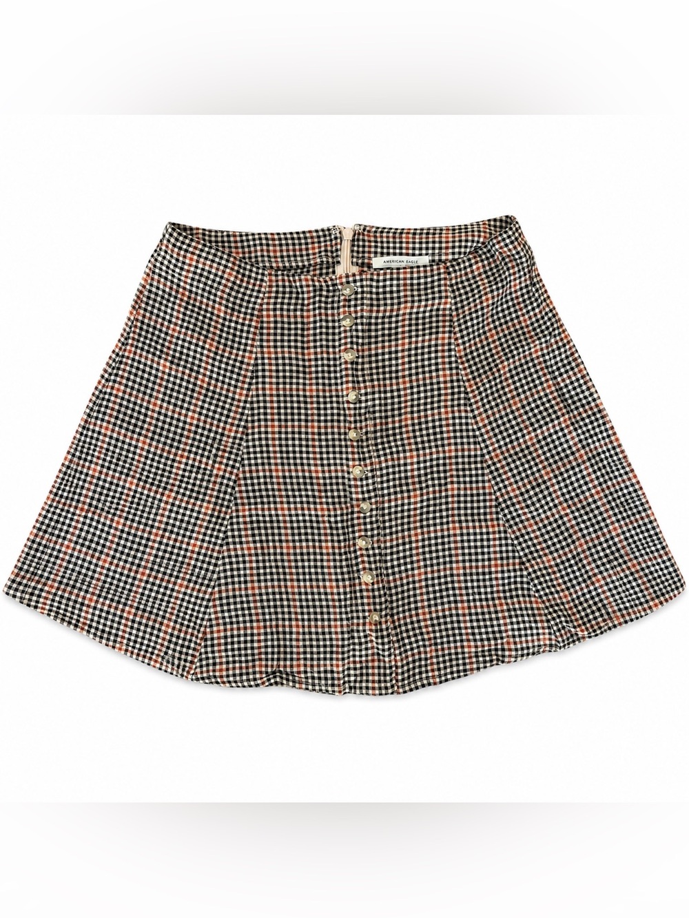 🖤 Mini Skirt American Eagle Plaid Button Front A Line Size 4